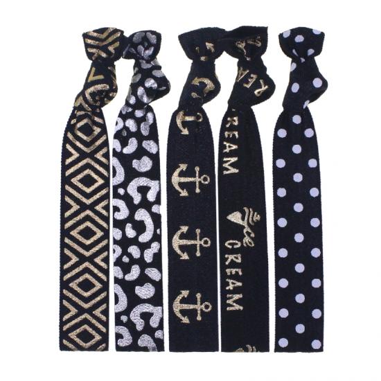 logo printed knot hair ties